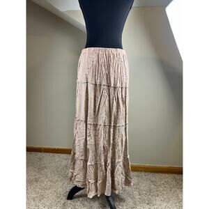 Ultra Flirt Mauve Ditsy Floral Tiered Midi Skirt L Cottagecore Fairy Boho Rayon